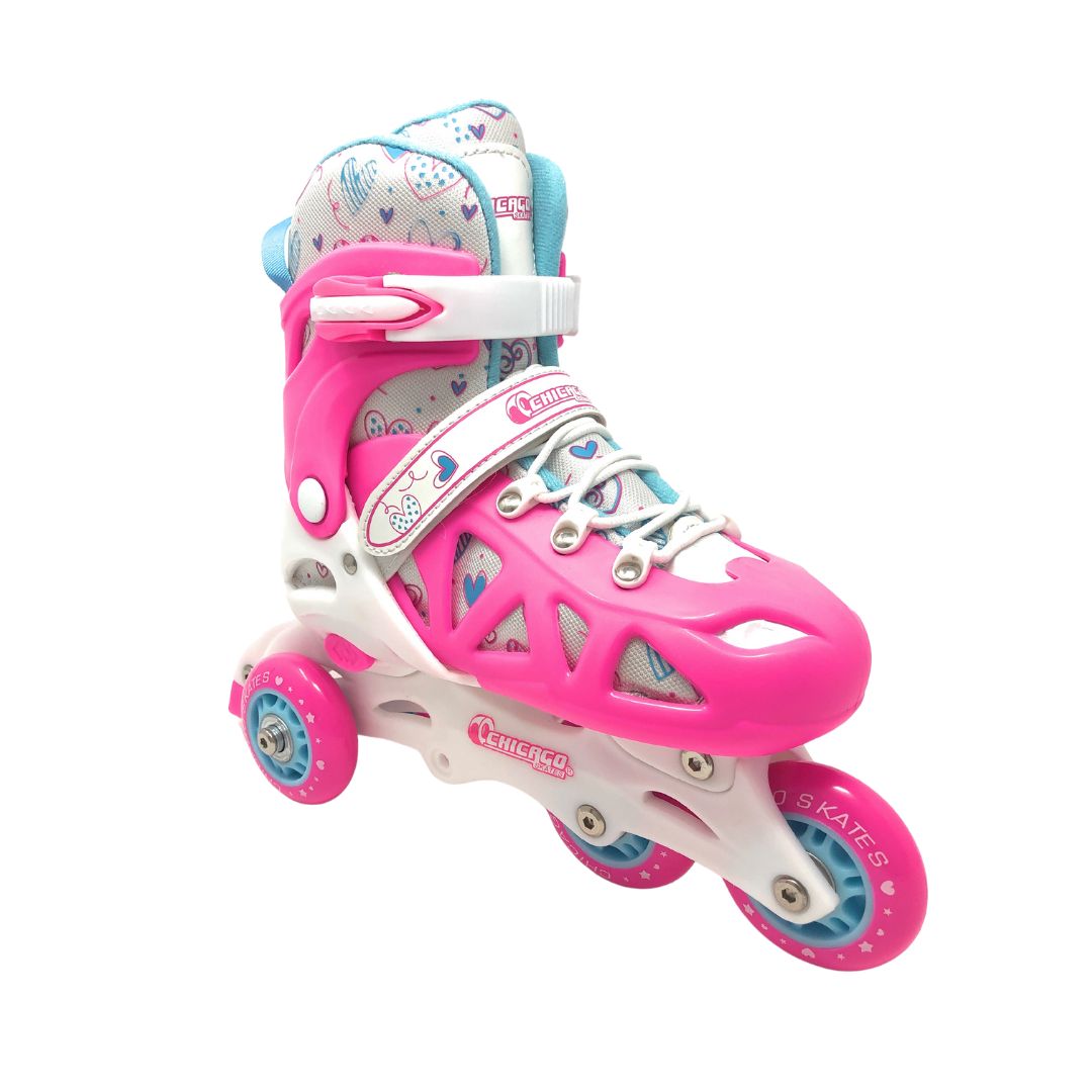 Chicago Skates 2-in-1 Adjustable Inline Training Skate Combo Set - Pink