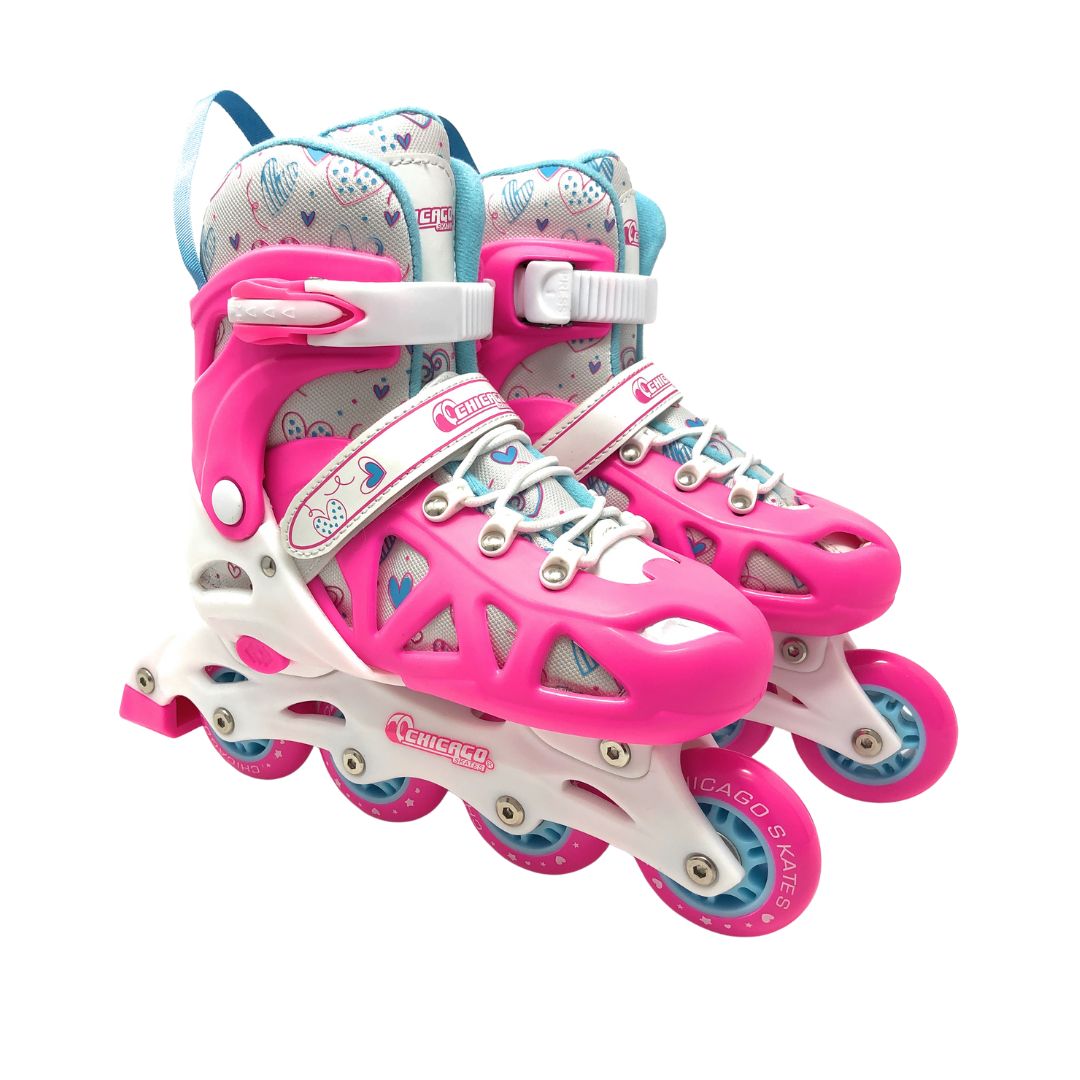 Chicago Skates 2-in-1 Adjustable Inline Training Skate Combo Set - Pink