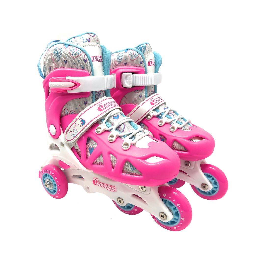 Chicago Skates 2-in-1 Adjustable Inline Training Skate Combo Set - Pink