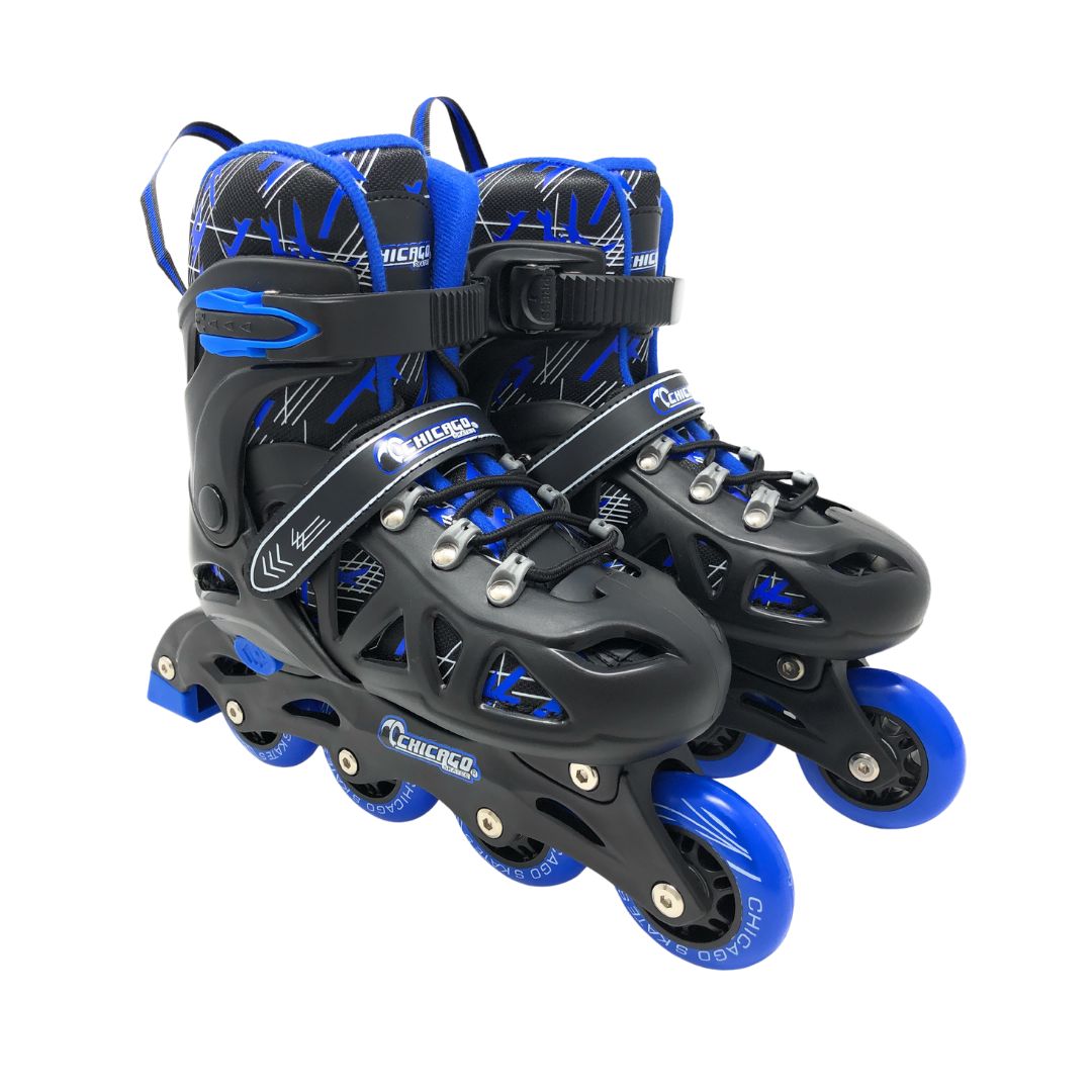 Chicago Skates 2-in-1 Adjustable Inline Training Skate Combo Set- Blue