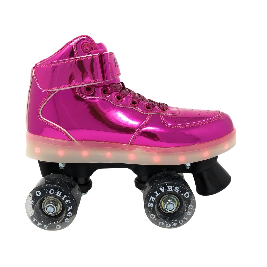Professional Roller Skates - Chicago Skates Light Up Pulse Skates with Multiple LED Lights - Pink