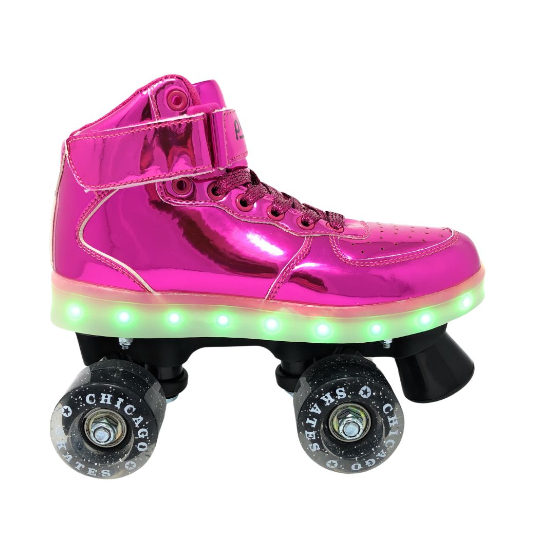 Professional Roller Skates - Chicago Skates Light Up Pulse Skates with Multiple LED Lights - Pink