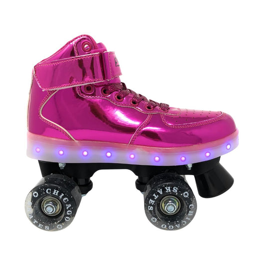 Professional Roller Skates - Chicago Skates Light Up Pulse Skates with Multiple LED Lights - Pink