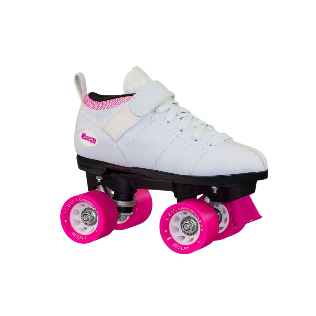 Indoor/Outdoor Roller Skates - Chicago Skates Bullet Quad Ladies Speed Roller Skate - White