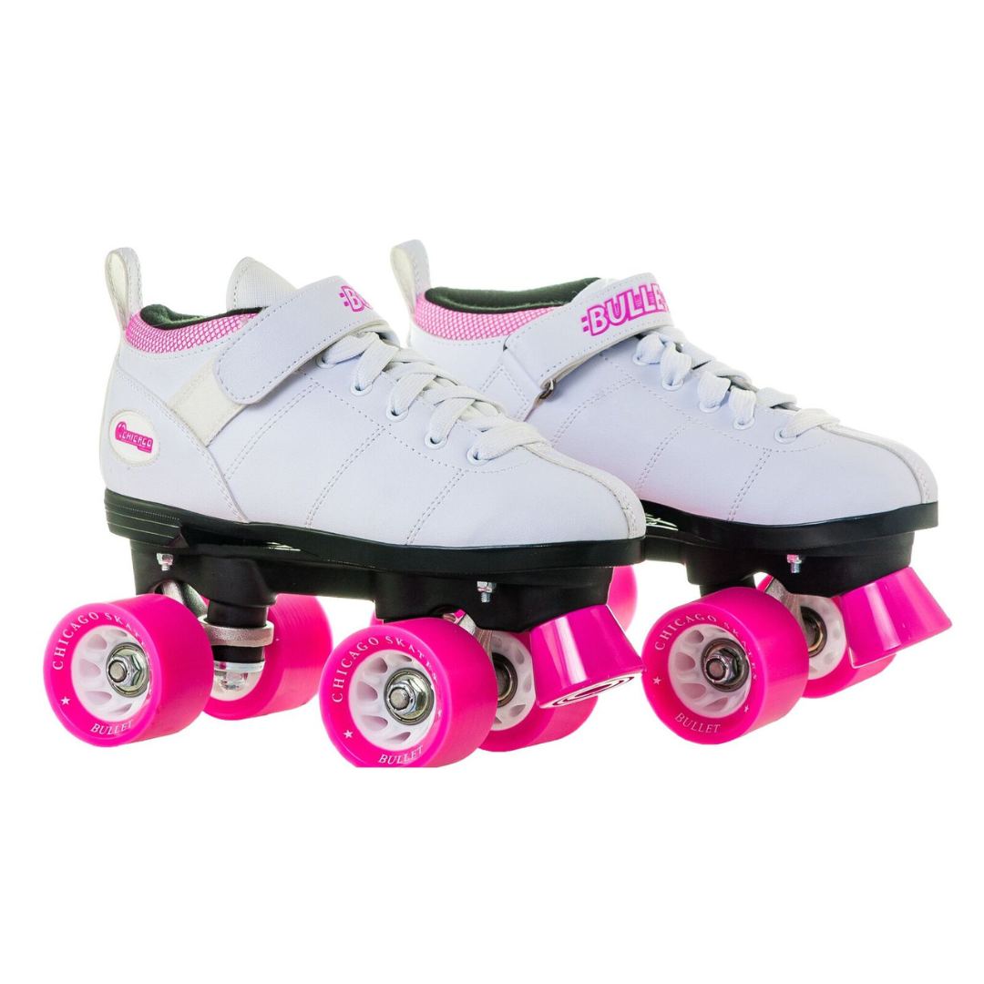 Indoor/Outdoor Roller Skates - Chicago Skates Bullet Quad Ladies Speed Roller Skate - White