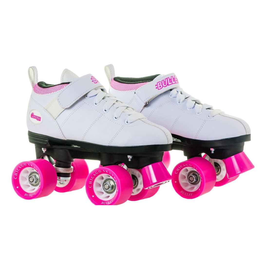 Outdoor Roller Skates - Chicago Skates Bullet Quad Ladies Speed Roller Skate - White
