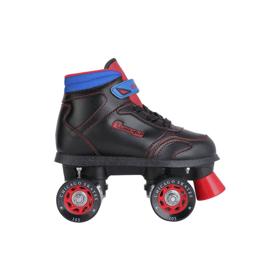 Outdoor Roller Skates - Chicago Skates Sidewalk Roller Skate - Black/Red Iconic Quad Skates