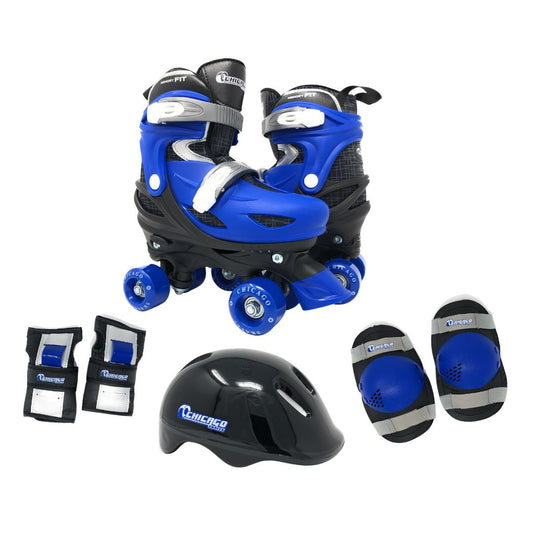 Quad Roller Skates - Chicago Skates Adjustable Quad Roller Skate Combo Set - Blue Black