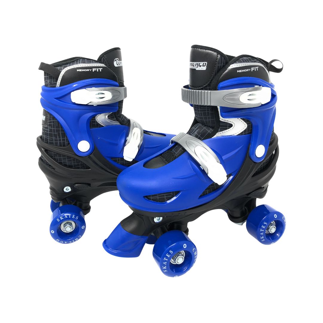 Quad Roller Skates - Chicago Skates Adjustable Quad Roller Skate Combo Set - Blue Black