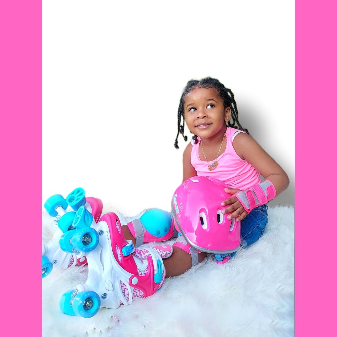 Quad Roller Skates - Chicago Skates Adjustable Quad Roller Skate Combo Set - Pink Blue