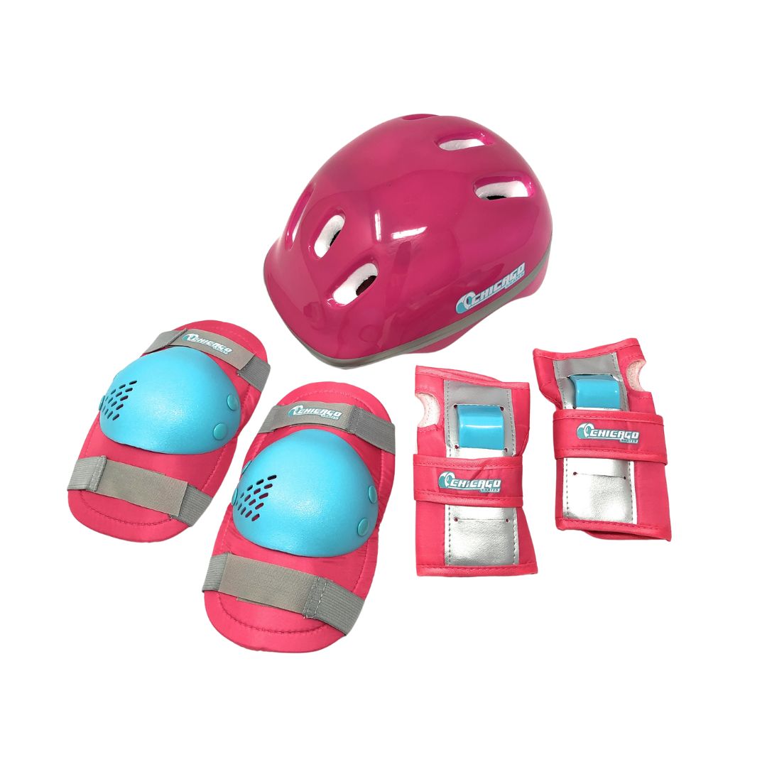 Quad Roller Skates - Chicago Skates Adjustable Quad Roller Skate Combo Set - Pink Blue