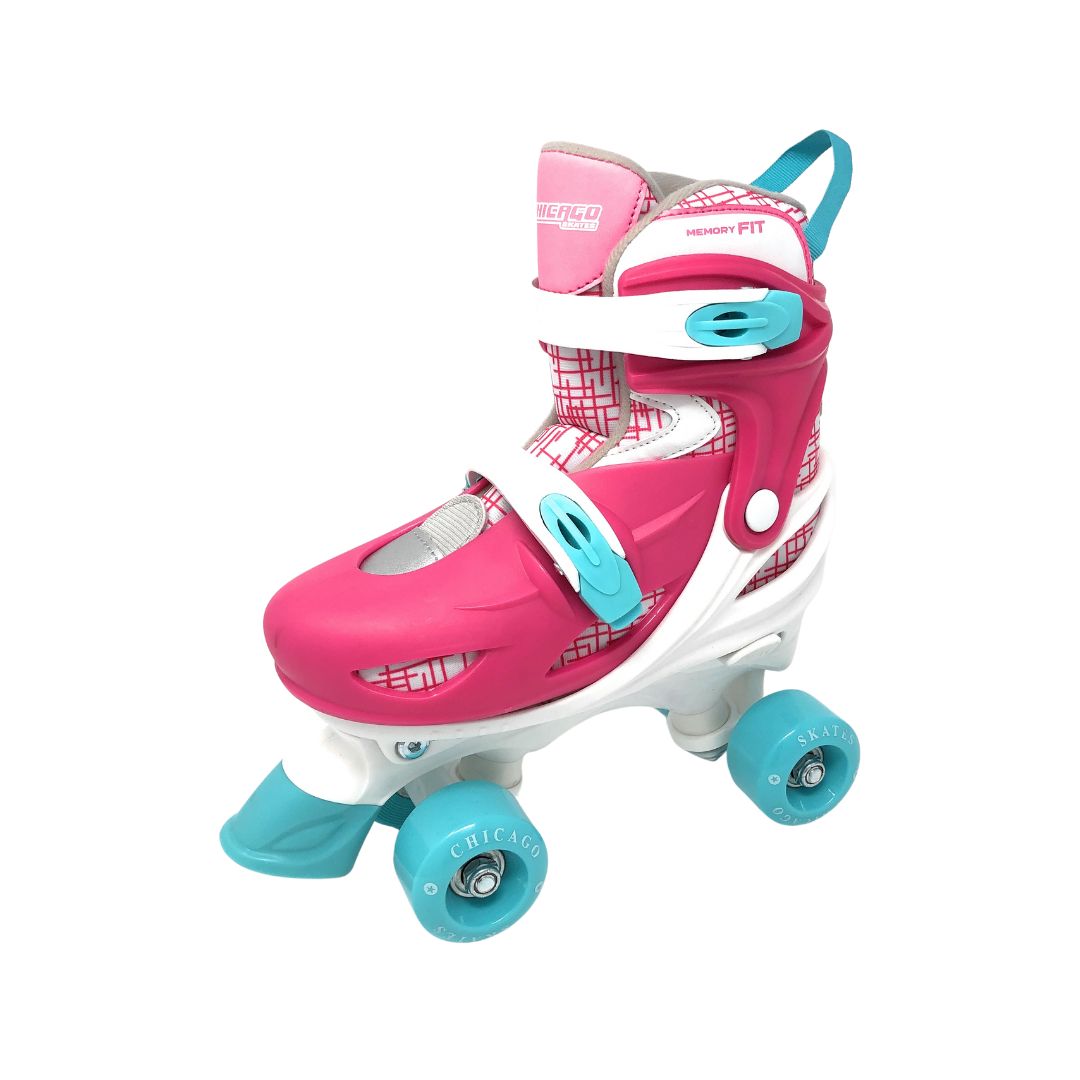 Quad Roller Skates - Chicago Skates Adjustable Quad Roller Skate Combo Set - Pink Blue
