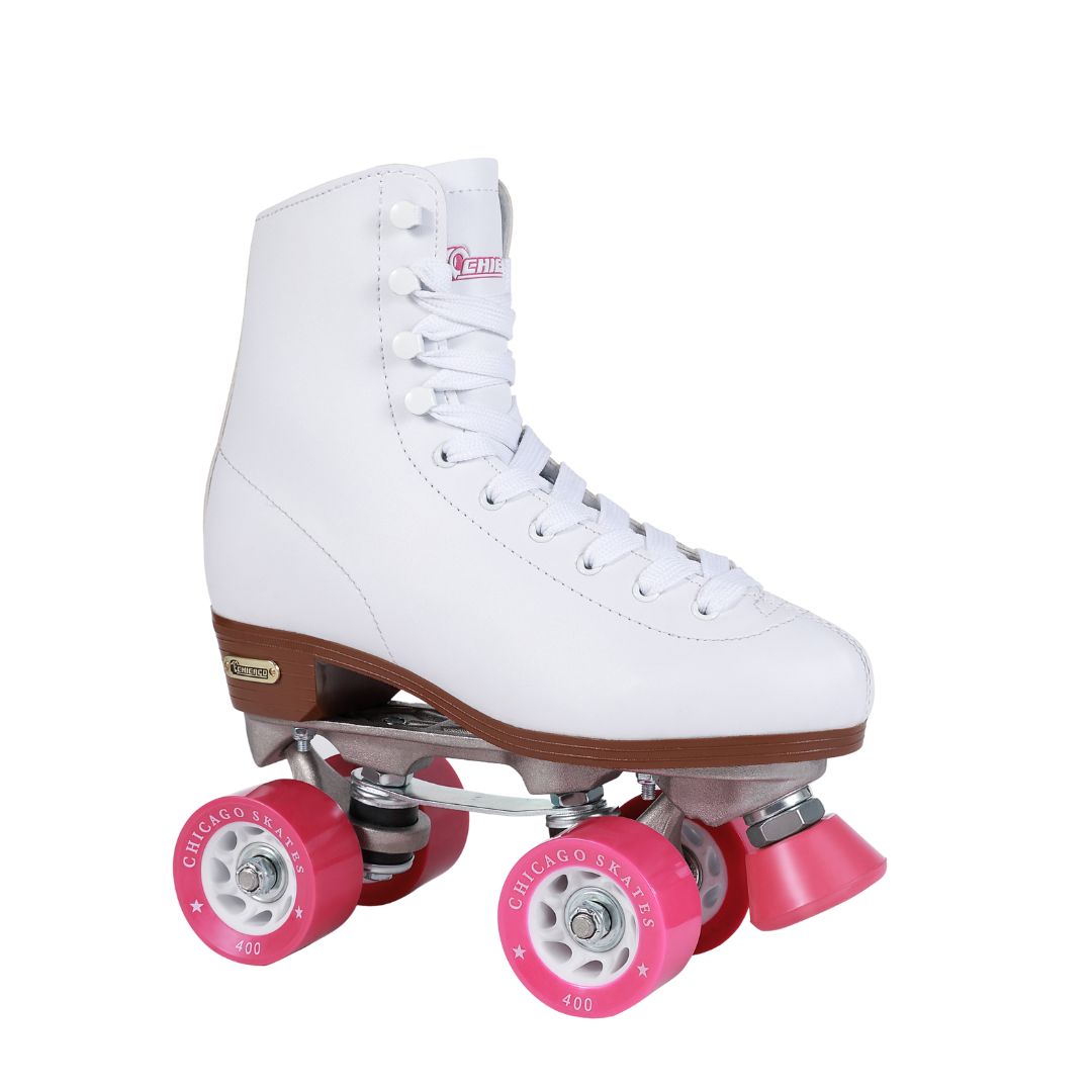 Quad Roller Skates CHICAGO Skates Premium White Indoor/Outdoor Quad Roller Skates for Girls and Women Beginners