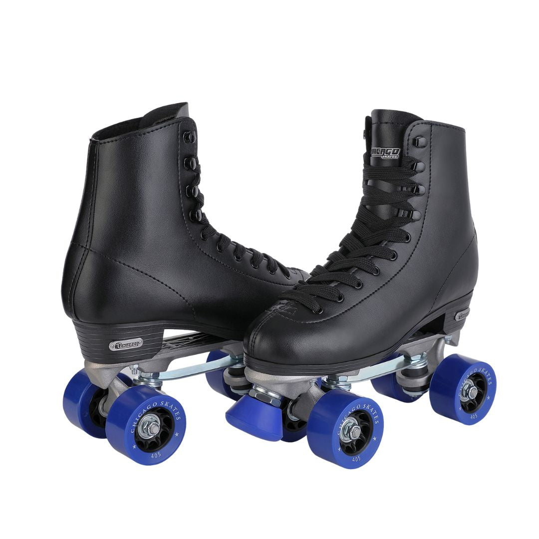 Professional Roller Skates - CHICAGO Skates Premium Black Indoor/Outdoor Rink Quad Roller Skates for Boys and Men Beginners Classic.