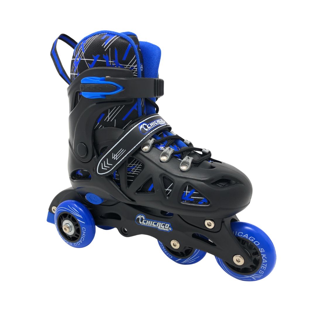 Chicago Skates 2-in-1 Adjustable Inline Training Skate Combo Set- Blue