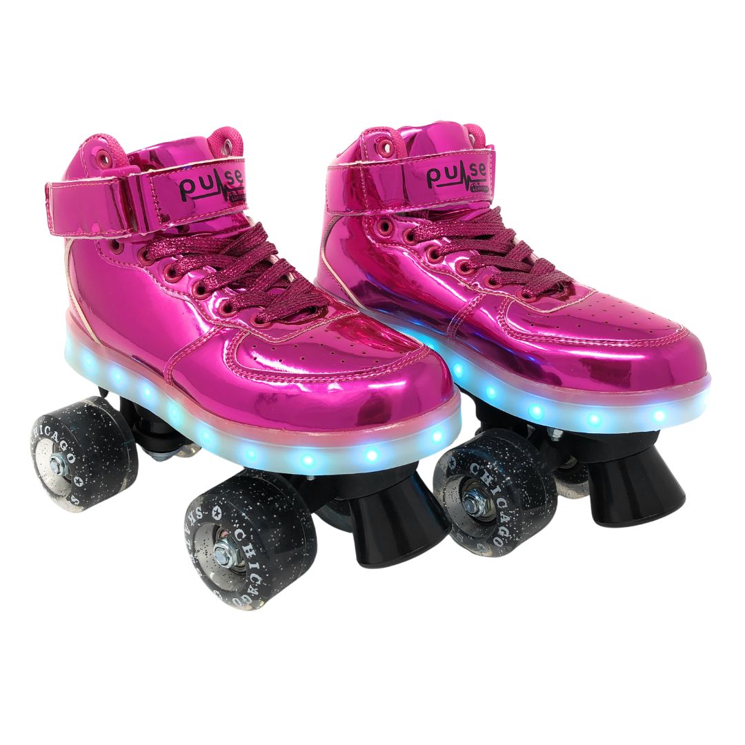 Professional Roller Skates - Chicago Skates Light Up Pulse Skates with Multiple LED Lights - Pink