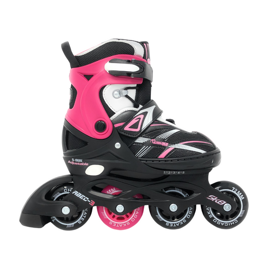 Chicago Skates Adjustable Youth Inline Skates - Black/Pink