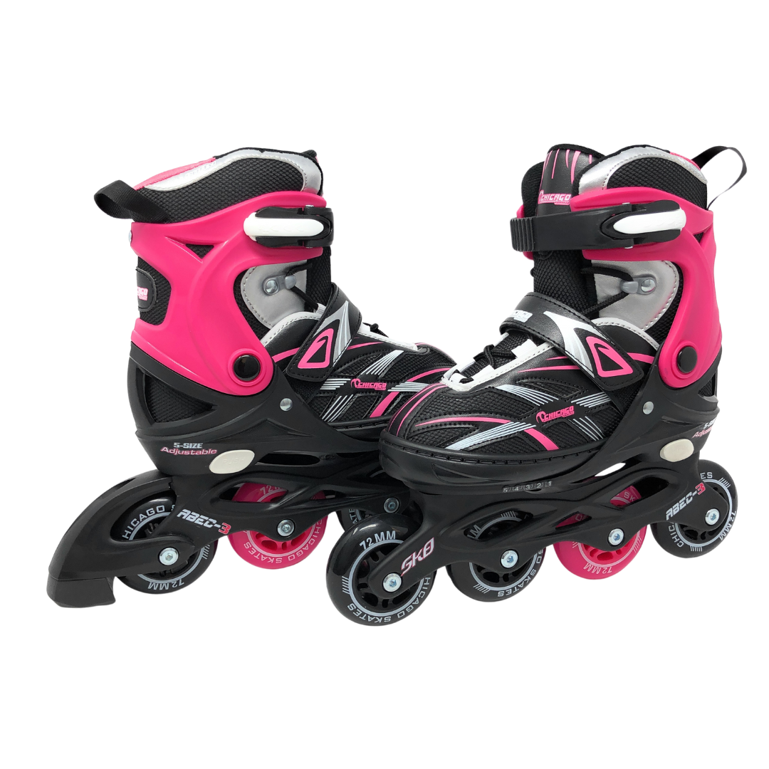 Chicago Skates Adjustable Youth Inline Skates - Black/Pink