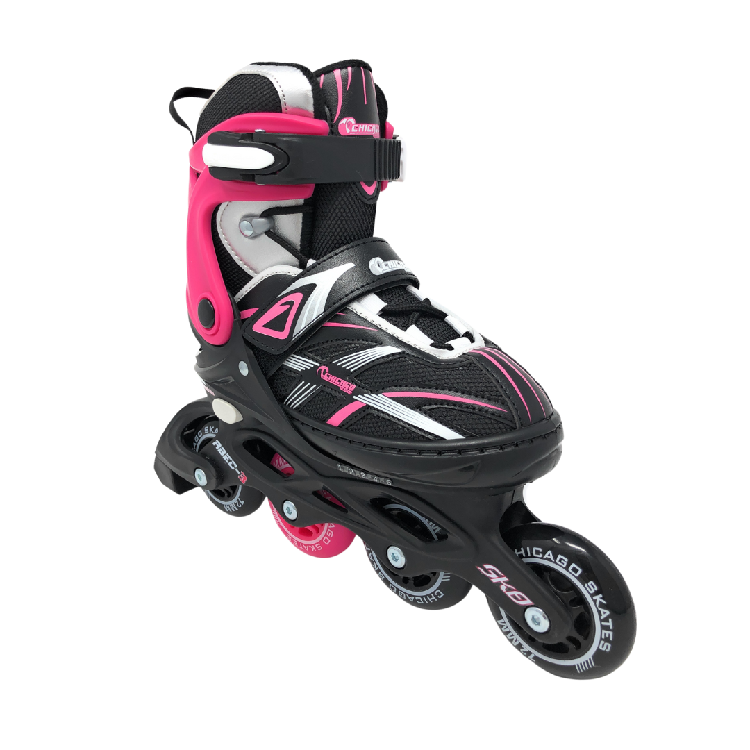 Chicago Skates Adjustable Youth Inline Skates - Black/Pink