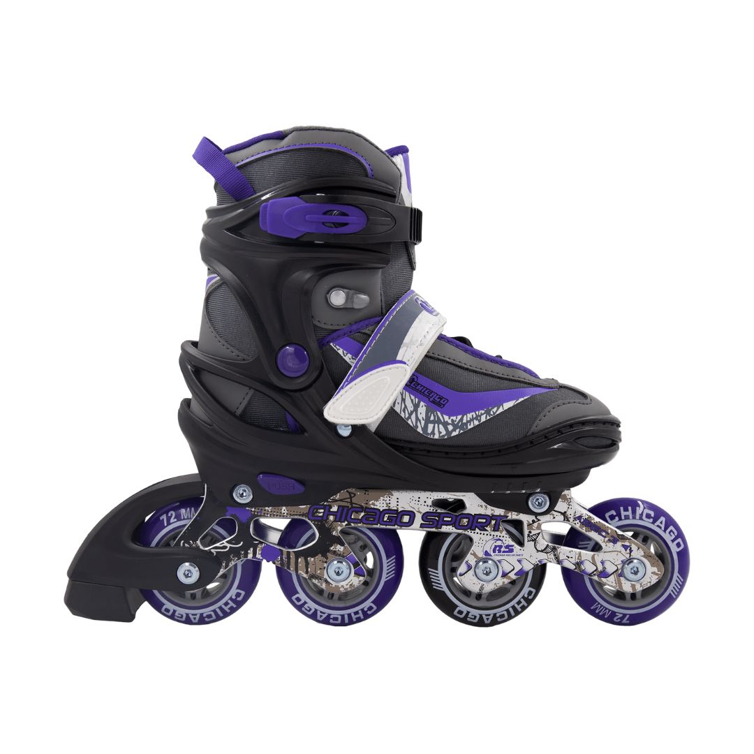 Chicago Adjustable Deluxe Inline Skates Black/Purple - Perfect for Growing Feet