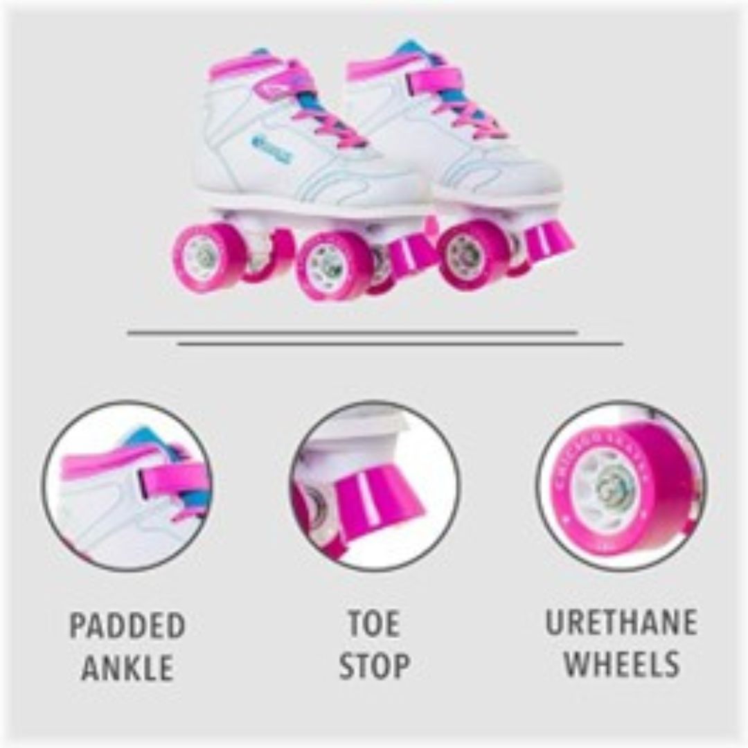 Quad Roller Skates - Chicago Skates Sidewalk Indoor/Outdoor Girls Quad Skate - Iconic Design