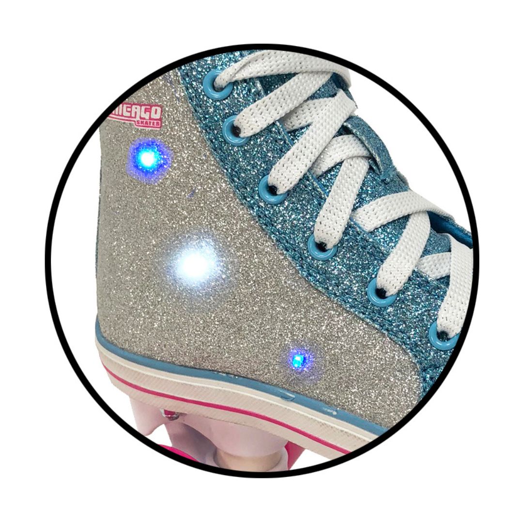 Quad Roller Skates - Chicago Skates Girls Fashion Quad Skates with Flashing Lights