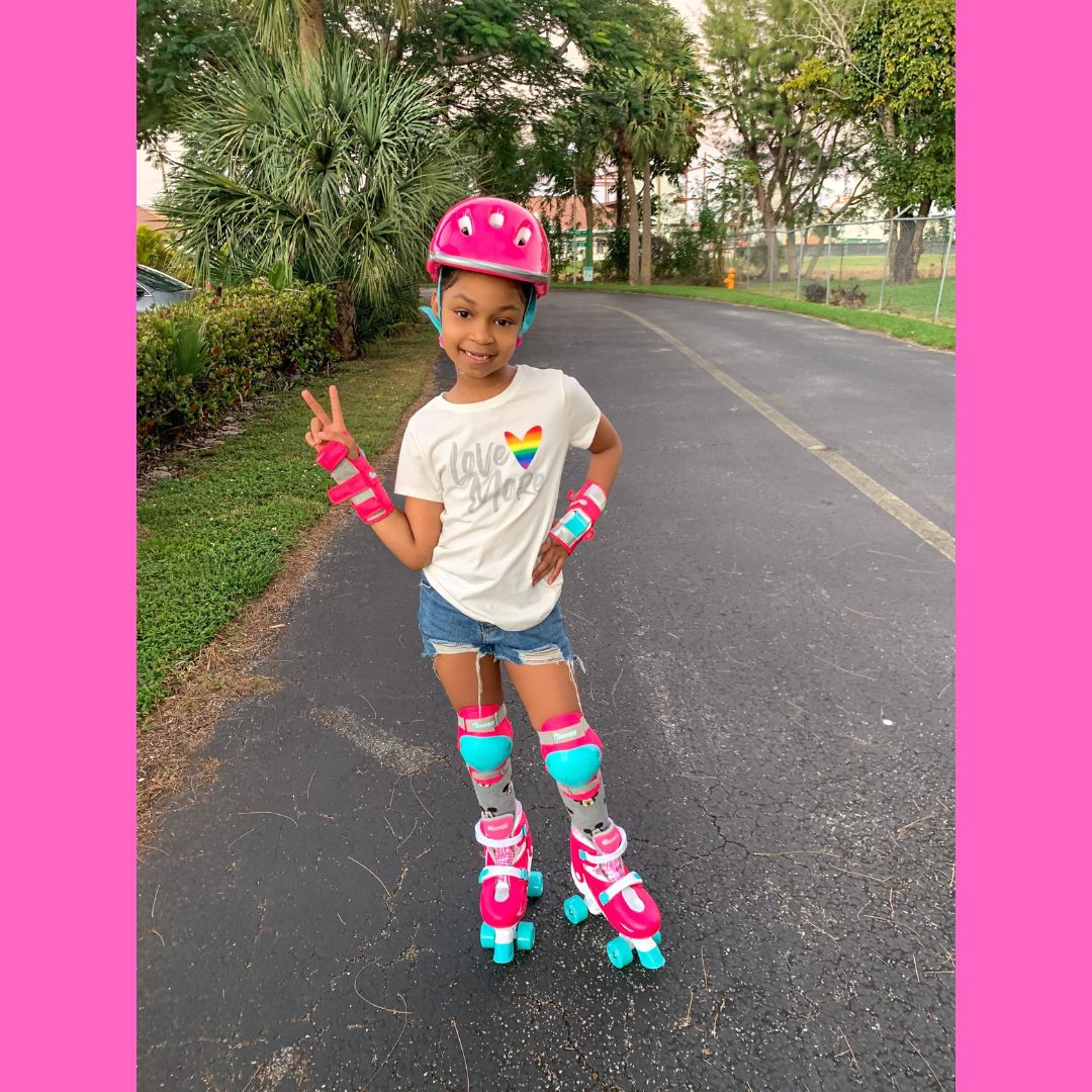 Quad Roller Skates - Chicago Skates Adjustable Quad Roller Skate Combo Set - Pink Blue