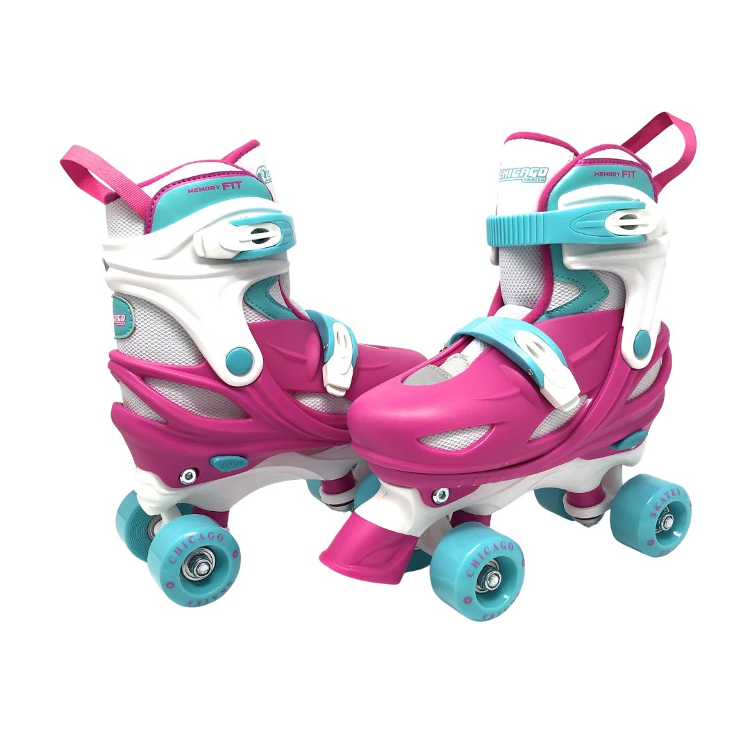 Quad Roller Skates  - Chicago Skates Adjustable Junior Quad Skate Pink/Blue Versatile and Stylish Kids Skates
