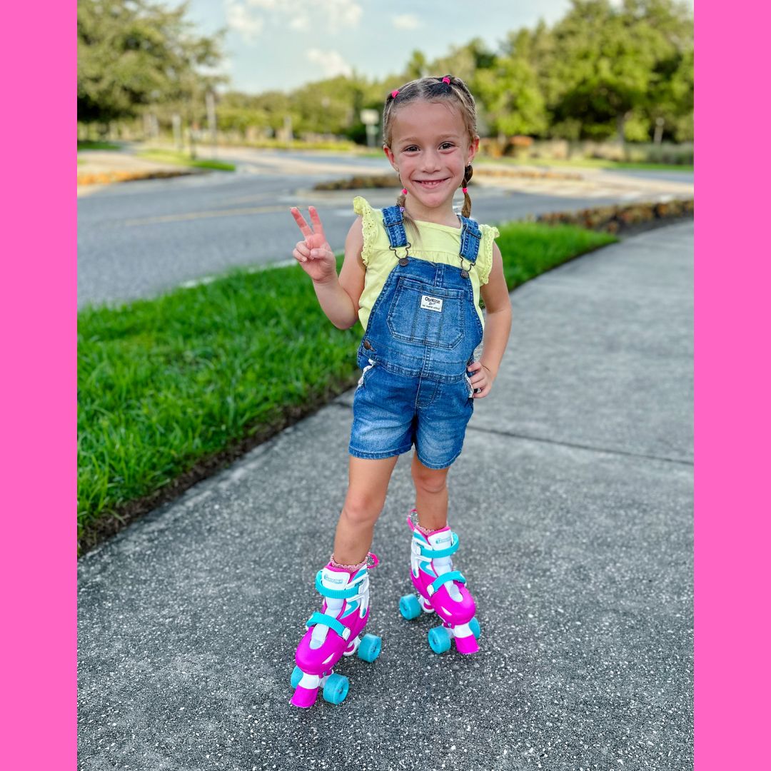 Quad Roller Skates  - Chicago Skates Adjustable Junior Quad Skate Pink/Blue Versatile and Stylish Kids Skates
