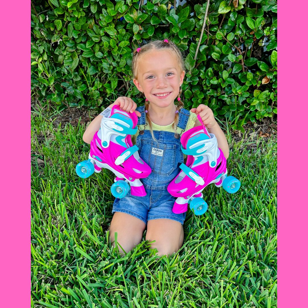 Quad Roller Skates  - Chicago Skates Adjustable Junior Quad Skate Pink/Blue Versatile and Stylish Kids Skates